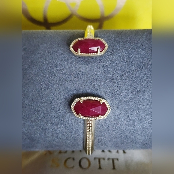 NWOT Kendra Scott Gold & Ruby Cuff Bracelet - Picture 2 of 8